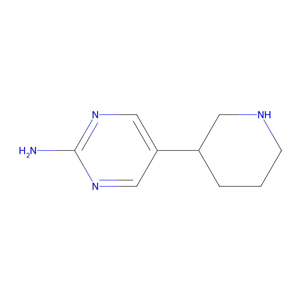 5-(Piperidin-3-yl)pyrimidin-2-amine molecular structure, CAS 1368377-33-6