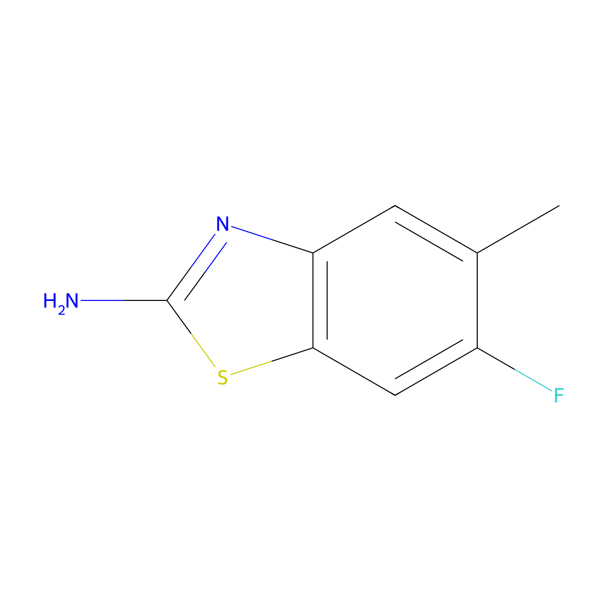 6-Fluoro-5-methyl-1,3-benzothiazol-2-amine molecular structure, CAS 1368378-68-0