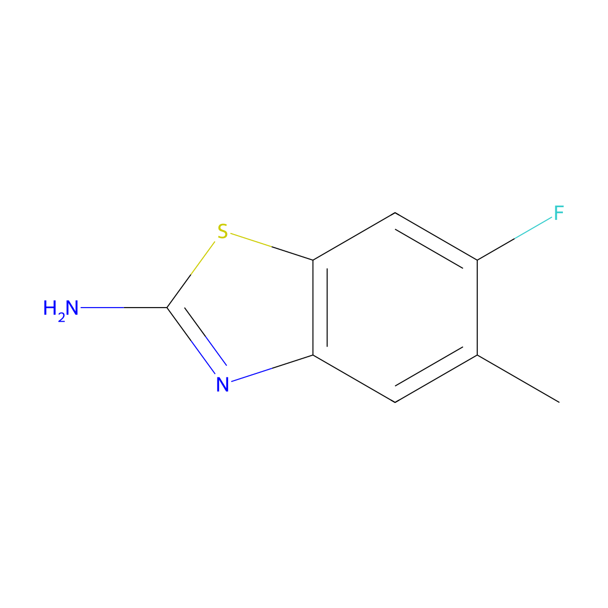 6-Fluoro-5-methyl-1,3-benzothiazol-2-amine molecular structure, CAS 1368378-68-0