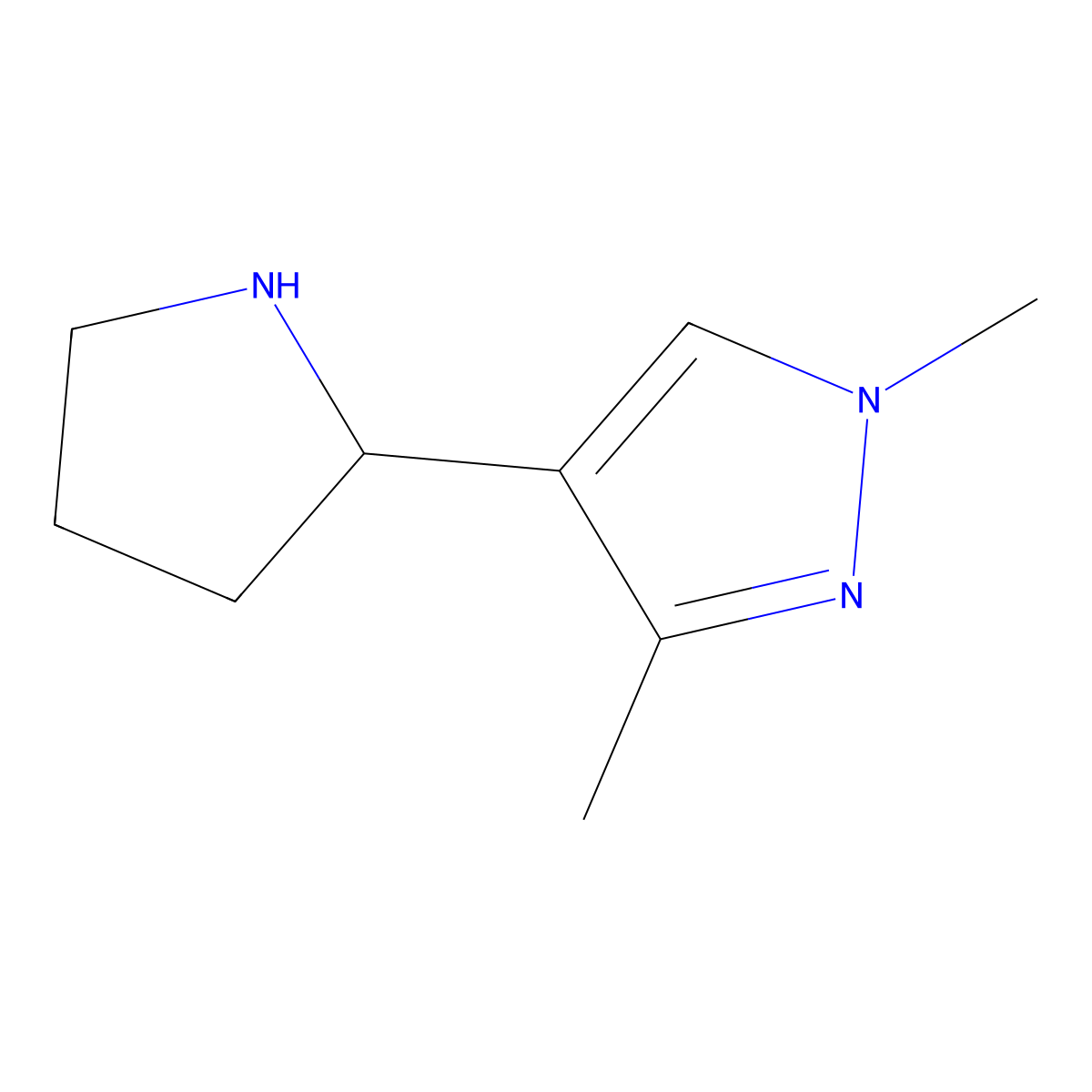 1,3-dimethyl-4-(pyrrolidin-2-yl)-1H-pyrazole molecular structure, CAS 1368379-70-7