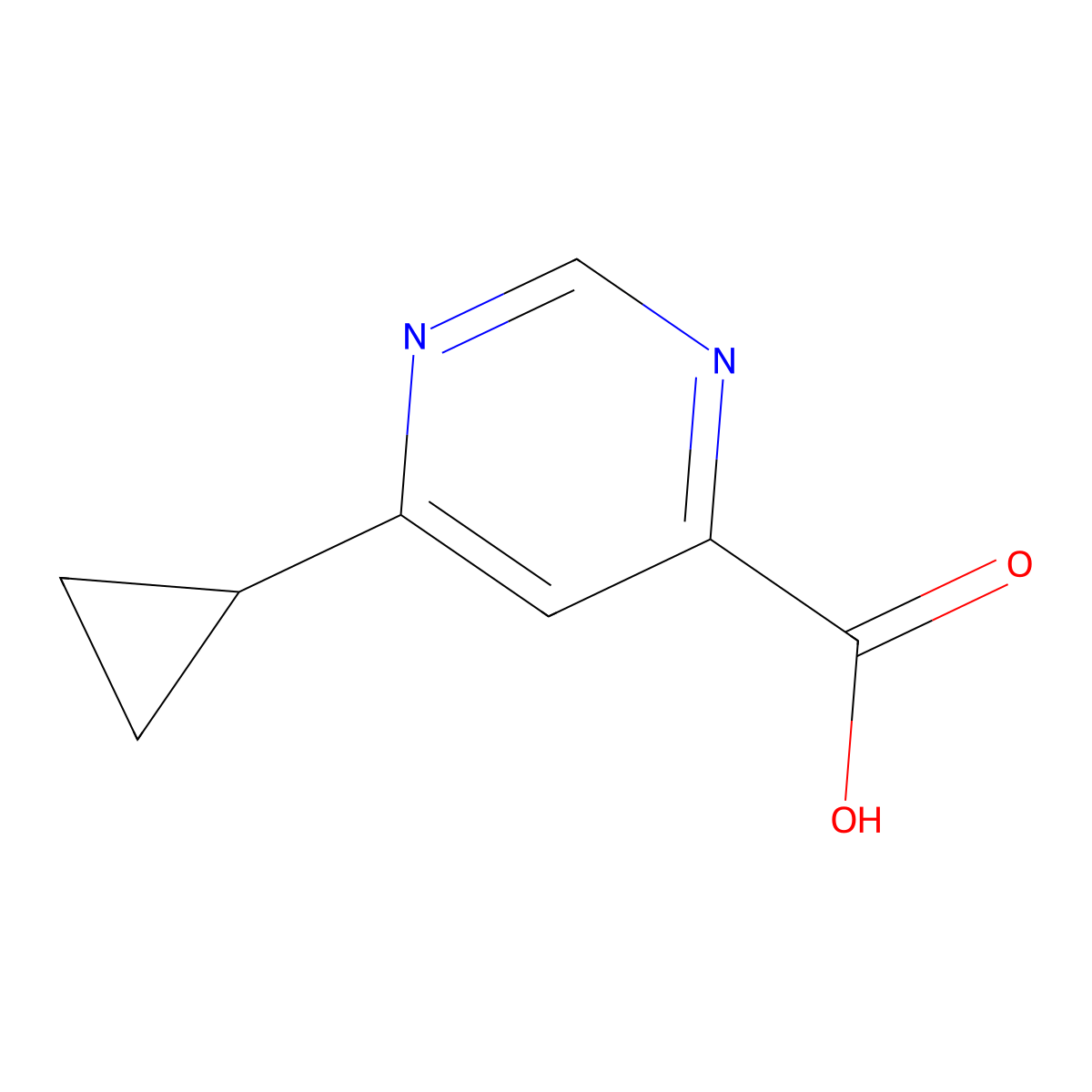 6-Cyclopropylpyrimidine-4-carboxylic acid molecular structure, CAS 1368381-90-1