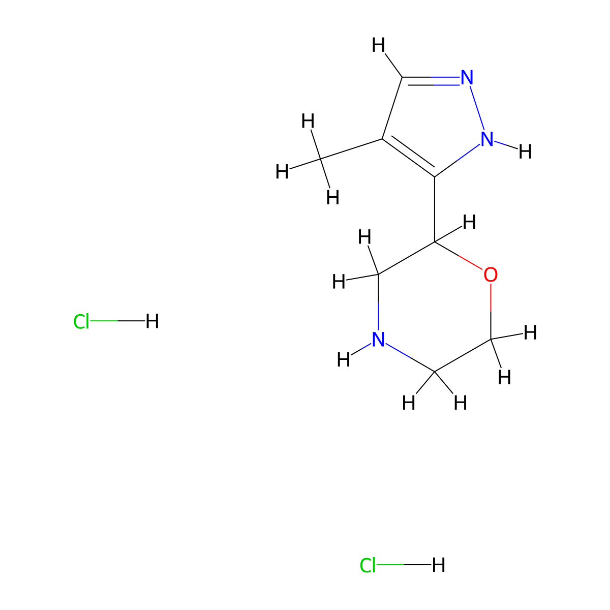 2-(4-Methyl-1H-pyrazol-3-yl)morpholine dihydrochloride molecular structure, CAS 1368387-09-0