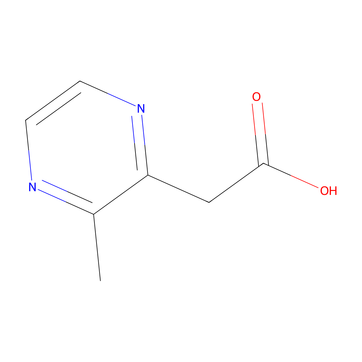 2-(3-Methylpyrazin-2-yl)acetic acid molecular structure, CAS 1368387-18-1