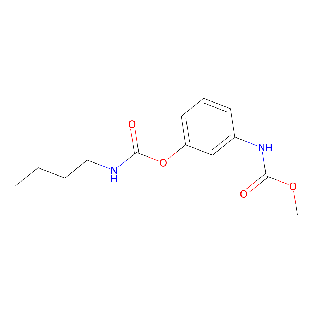 Methyl N-(m-((butylcarbamoyl)oxy)phenyl)carbamate molecular structure, CAS 13684-36-1