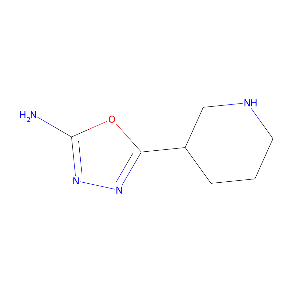 5-(Piperidin-3-yl)-1,3,4-oxadiazol-2-amine molecular structure, CAS 1368407-43-5
