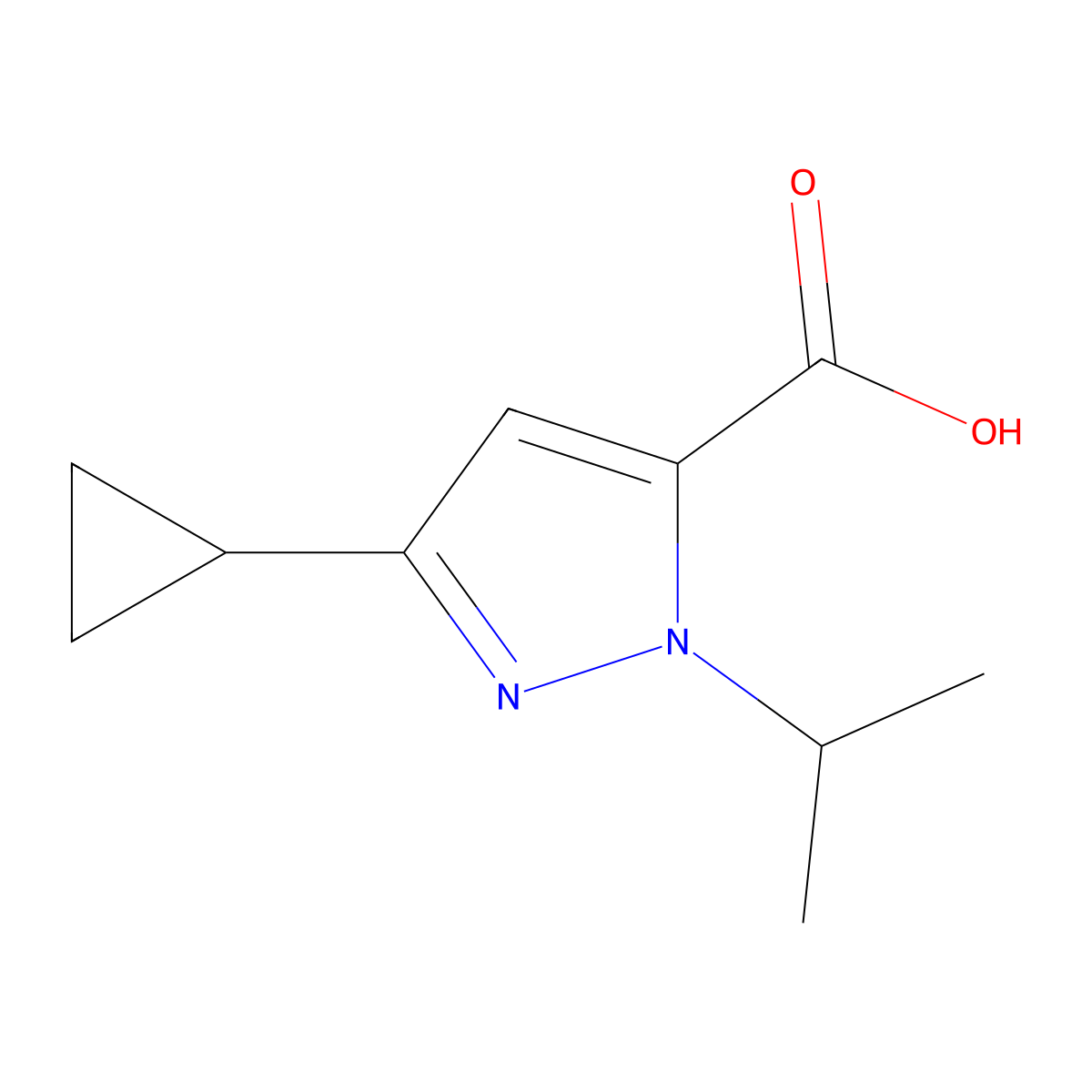3-Cyclopropyl-1-(propan-2-YL)-1H-pyrazole-5-carboxylicacid molecular structure, CAS 1368407-99-1