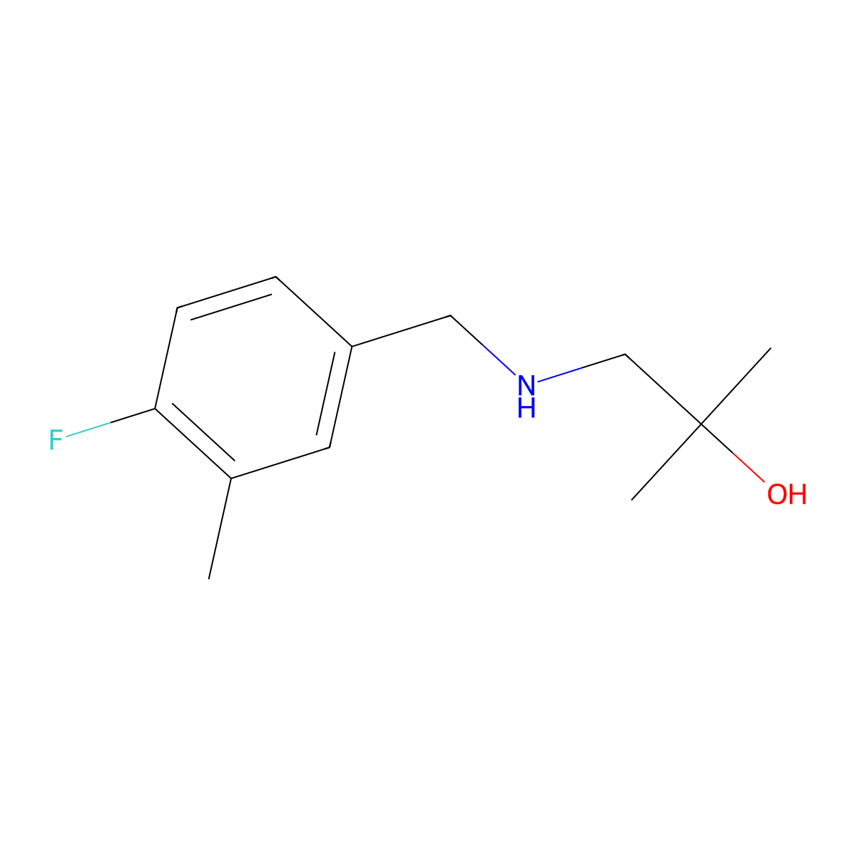 1-((4-Fluoro-3-methylbenzyl)amino)-2-methylpropan-2-ol molecular structure, CAS 1368416-81-2