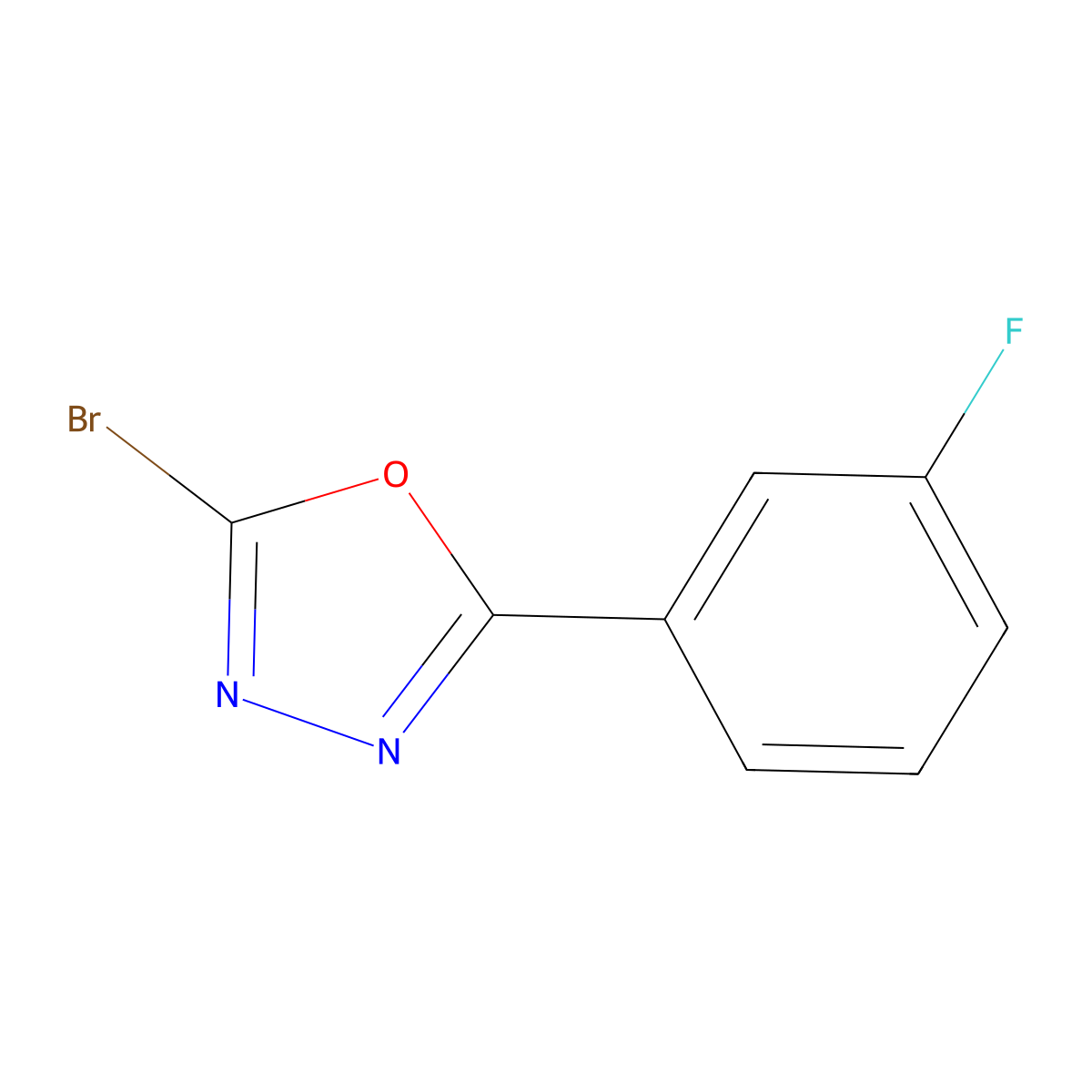 2-Bromo-5-(3-fluorophenyl)-1,3,4-oxadiazole molecular structure, CAS 1368422-36-9