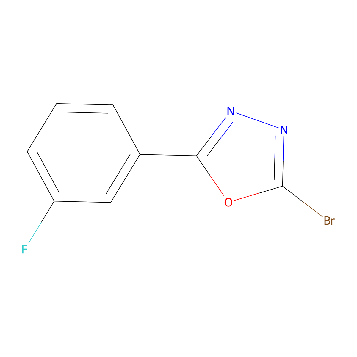 2-Bromo-5-(3-fluorophenyl)-1,3,4-oxadiazole molecular structure, CAS 1368422-36-9