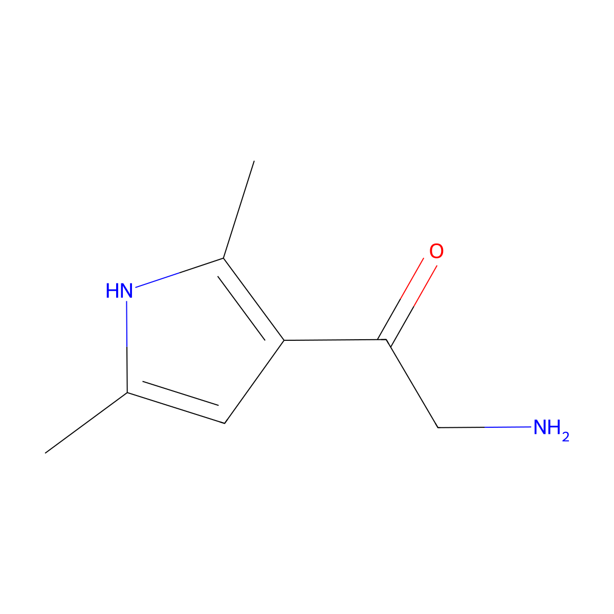 2-amino-1-(2,5-dimethyl-1H-pyrrol-3-yl)ethan-1-one molecular structure, CAS 1368425-58-4