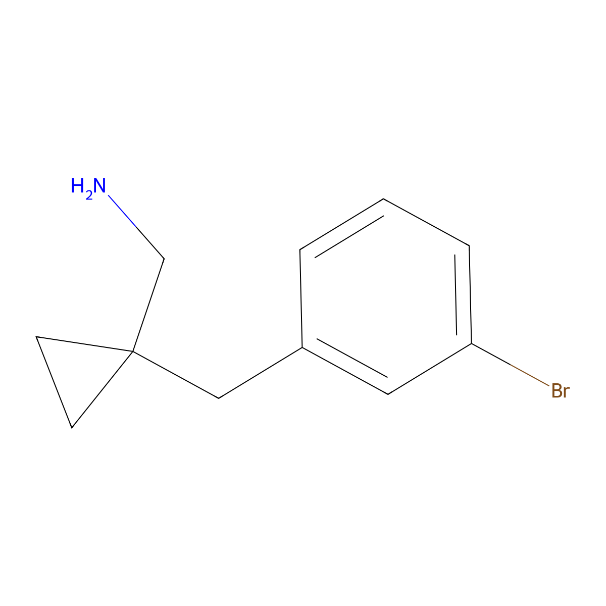 {1-[(3-Bromophenyl)methyl]cyclopropyl}methanamine molecular structure, CAS 1368428-66-3