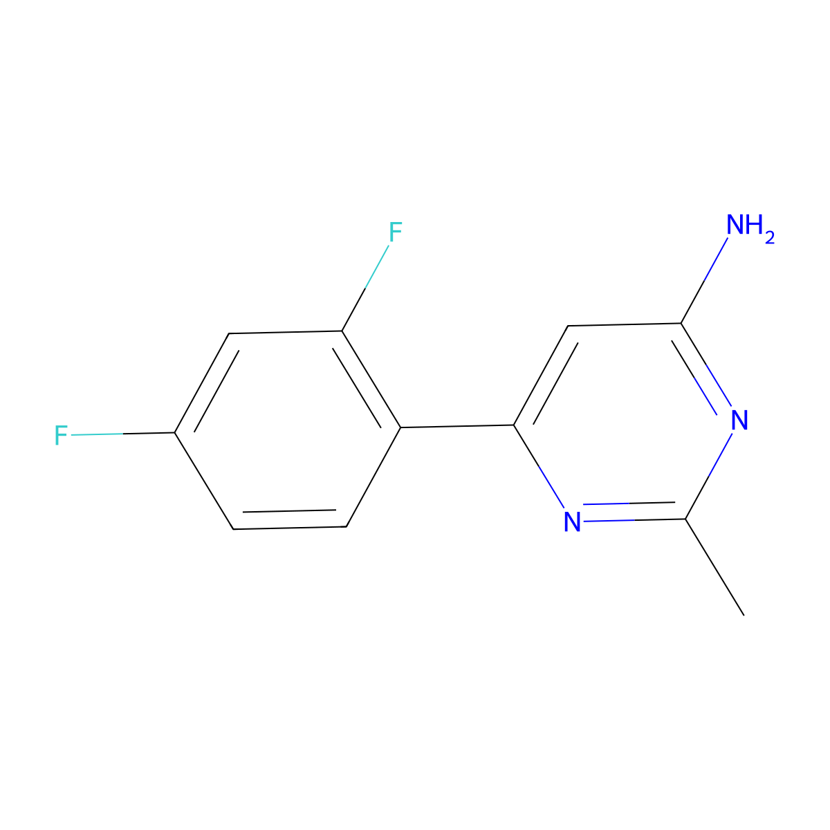 6-(2,4-Difluorophenyl)-2-methylpyrimidin-4-amine molecular structure, CAS 1368432-00-1
