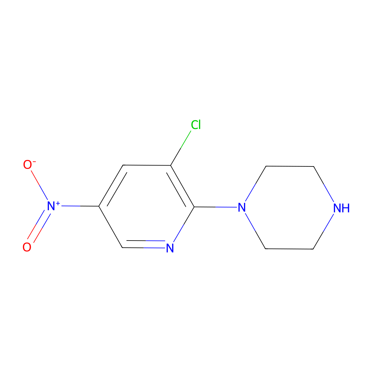 1-(3-Chloro-5-nitropyridin-2-YL)piperazine molecular structure, CAS 1368438-85-0