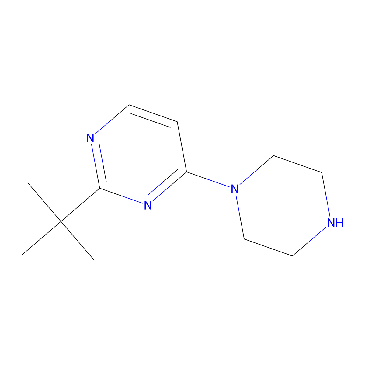2-Tert-butyl-4-(piperazin-1-YL)pyrimidine molecular structure, CAS 1368442-85-6