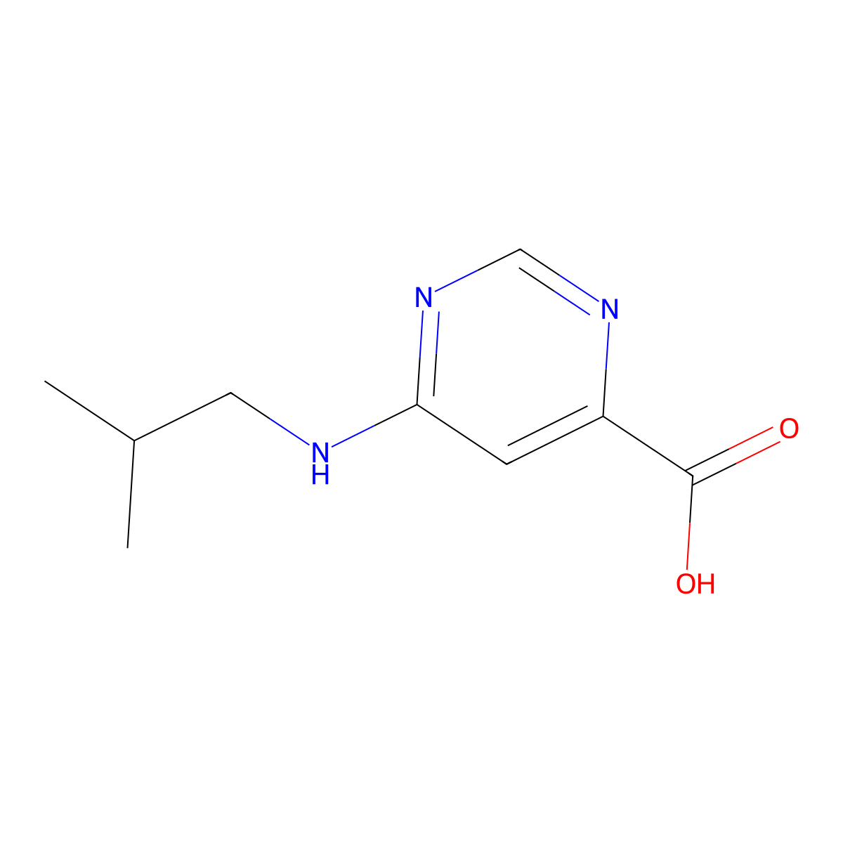 6-[(2-Methylpropyl)amino]pyrimidine-4-carboxylic acid molecular structure, CAS 1368443-32-6
