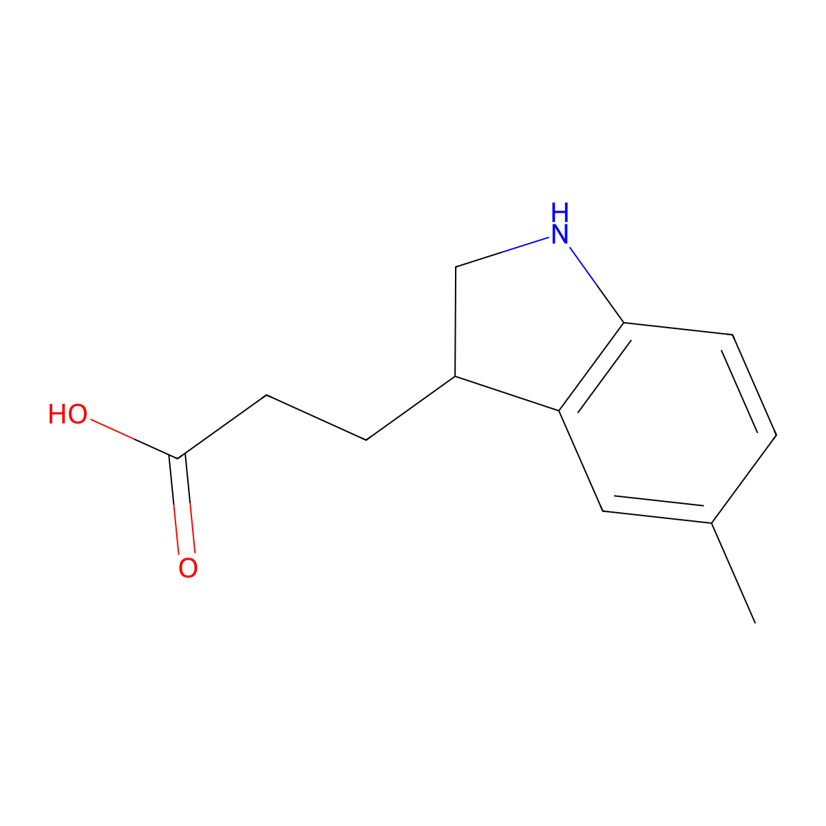 3-(5-methyl-2,3-dihydro-1H-indol-3-yl)propanoic acid molecular structure, CAS 1368447-02-2