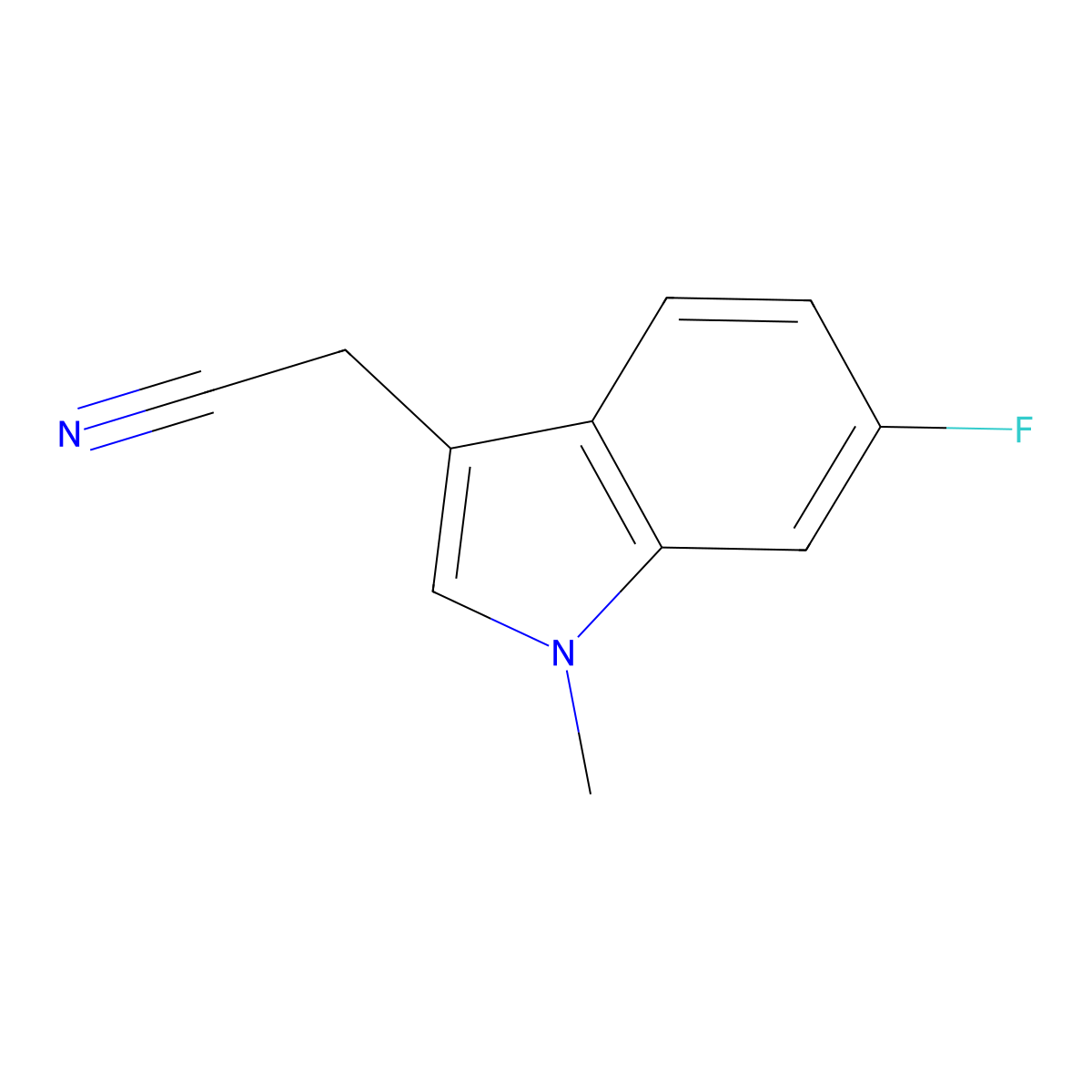 2-(6-fluoro-1-methyl-1H-indol-3-yl)acetonitrile molecular structure, CAS 1368450-32-1