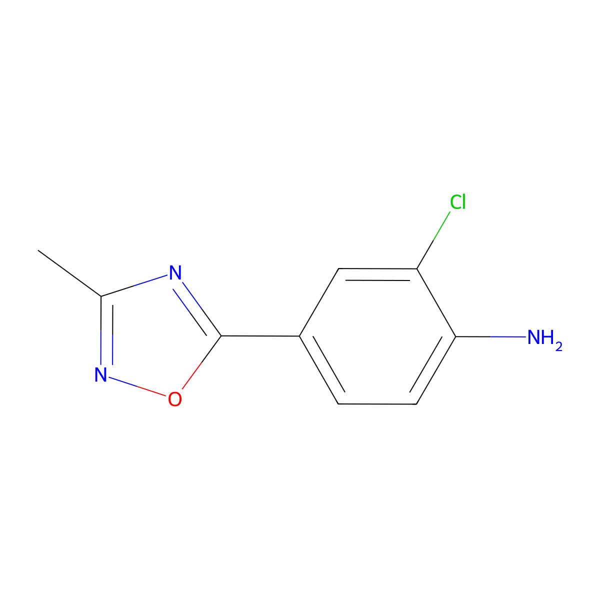 2-Chloro-4-(3-methyl-1,2,4-oxadiazol-5-yl)aniline molecular structure, CAS 1368453-61-5