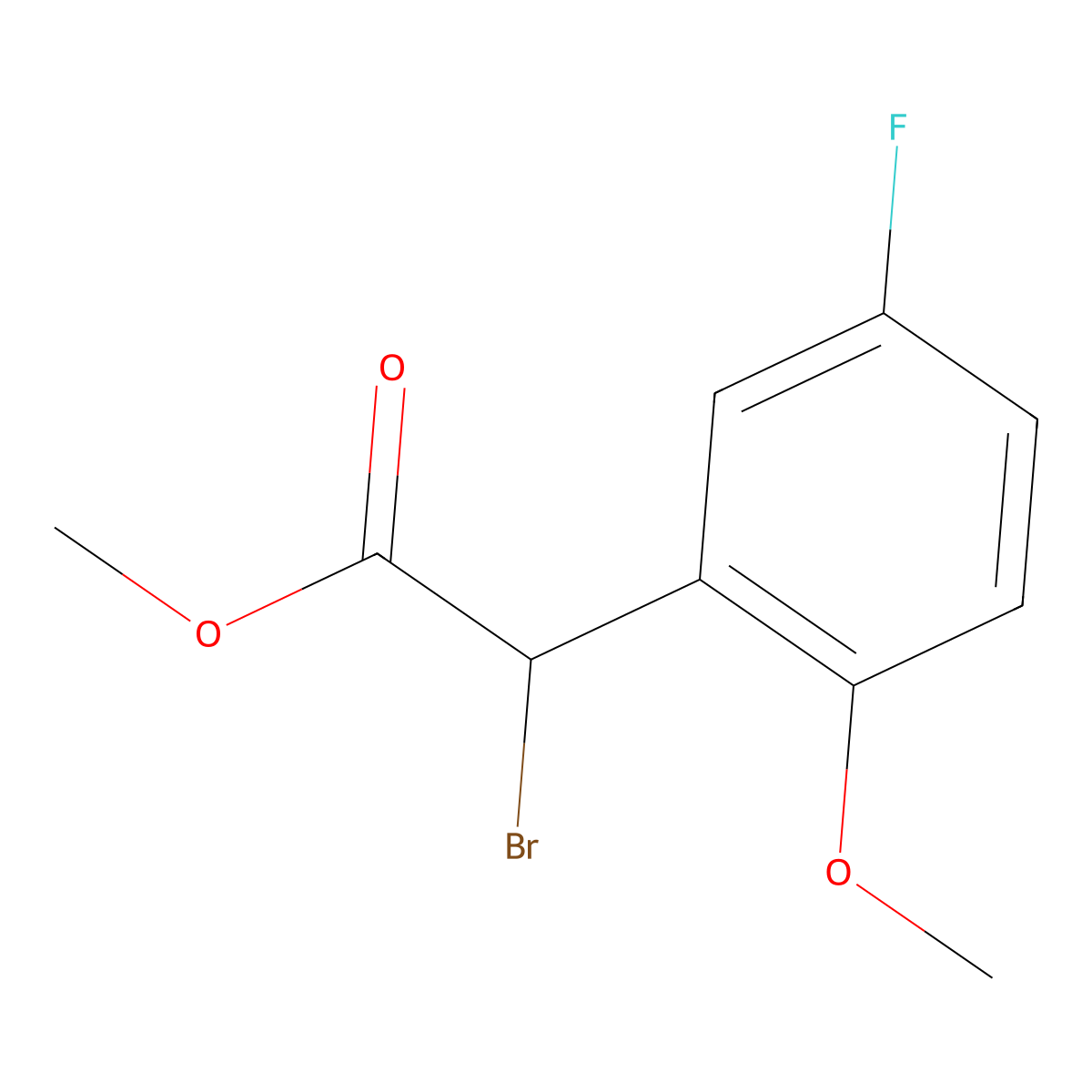 Methyl 2-bromo-2-(5-fluoro-2-methoxyphenyl)acetate molecular structure, CAS 1368458-30-3
