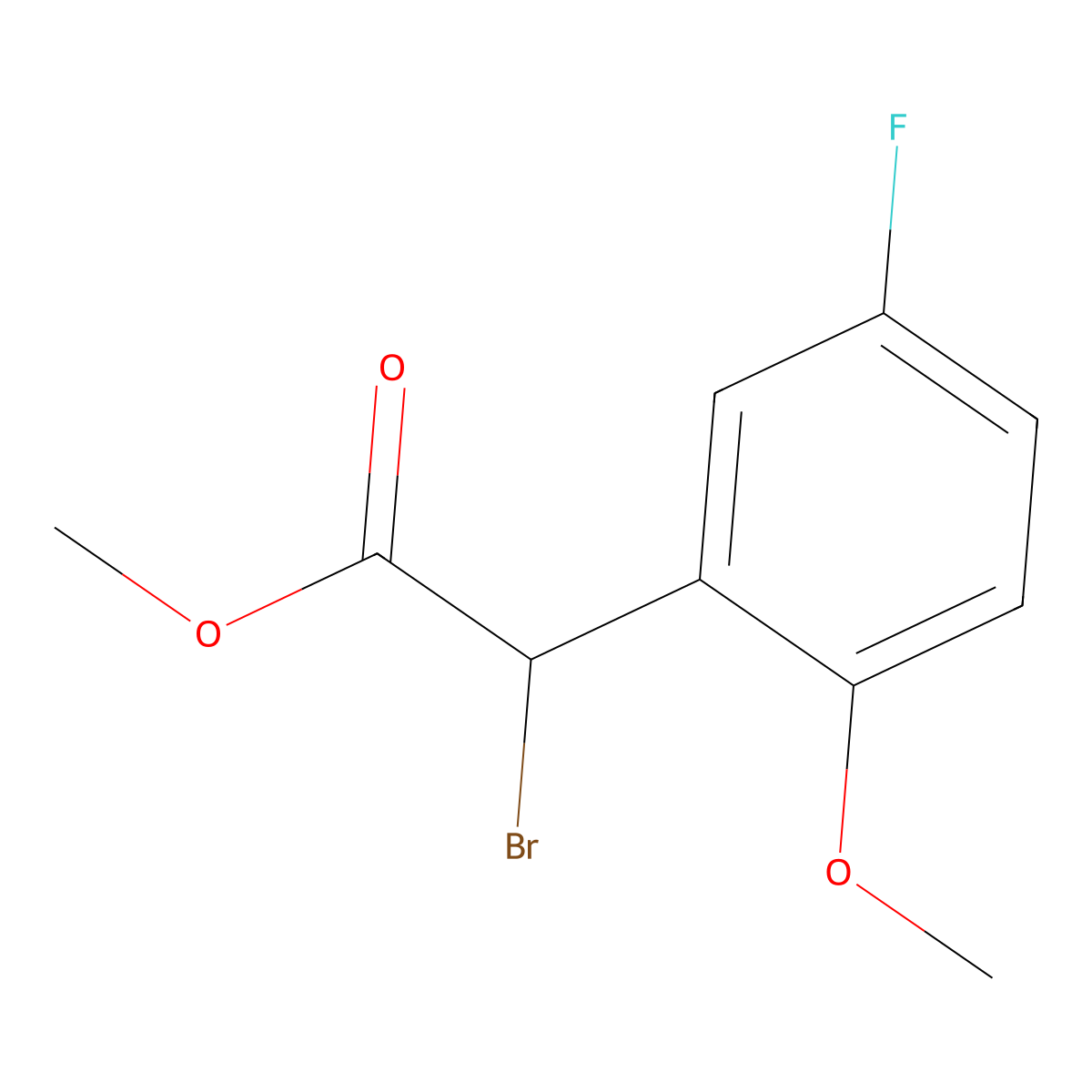 Methyl 2-bromo-2-(5-fluoro-2-methoxyphenyl)acetate molecular structure, CAS 1368458-30-3