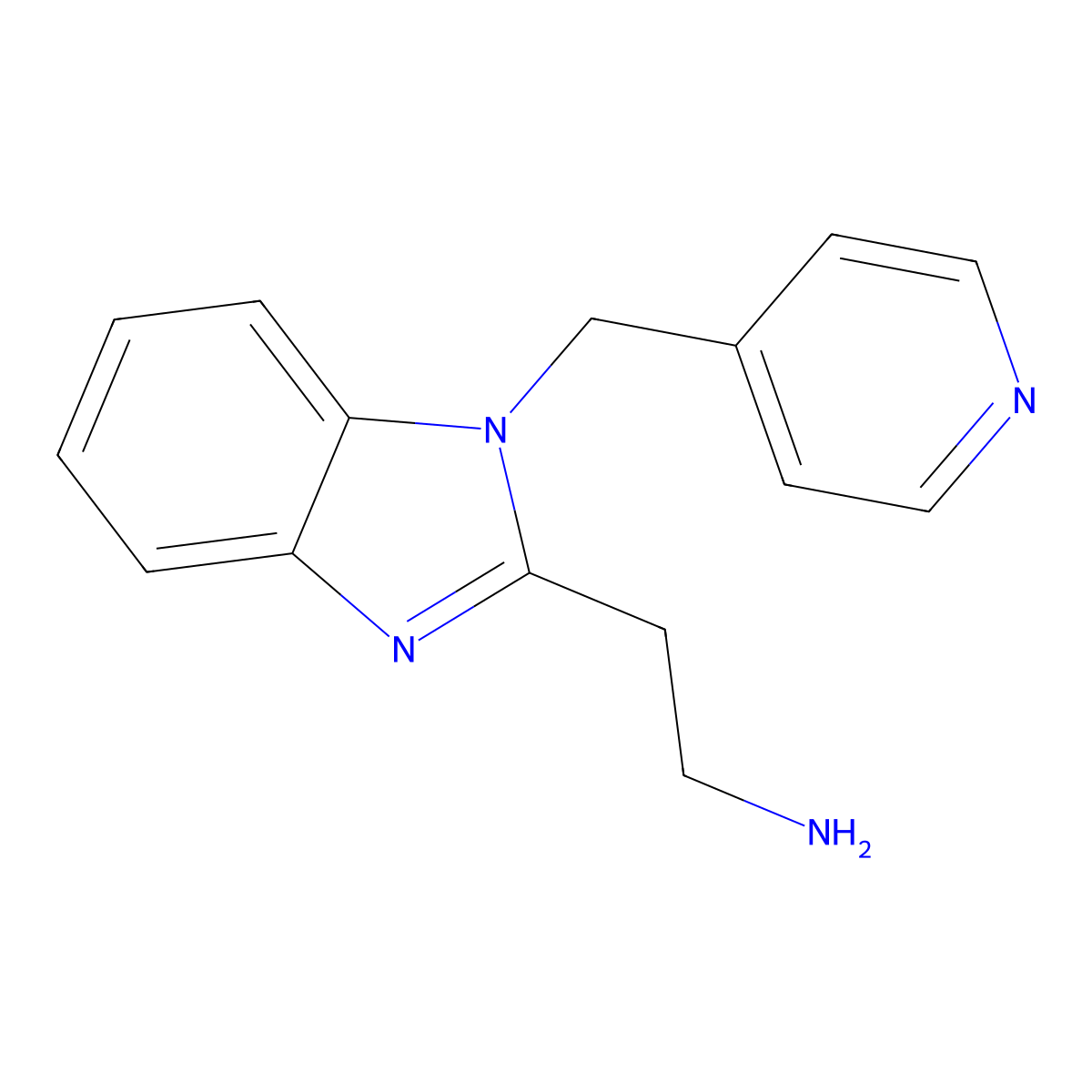 2-{1-[(pyridin-4-yl)methyl]-1H-1,3-benzodiazol-2-yl}ethan-1-amine molecular structure, CAS 1368458-74-5