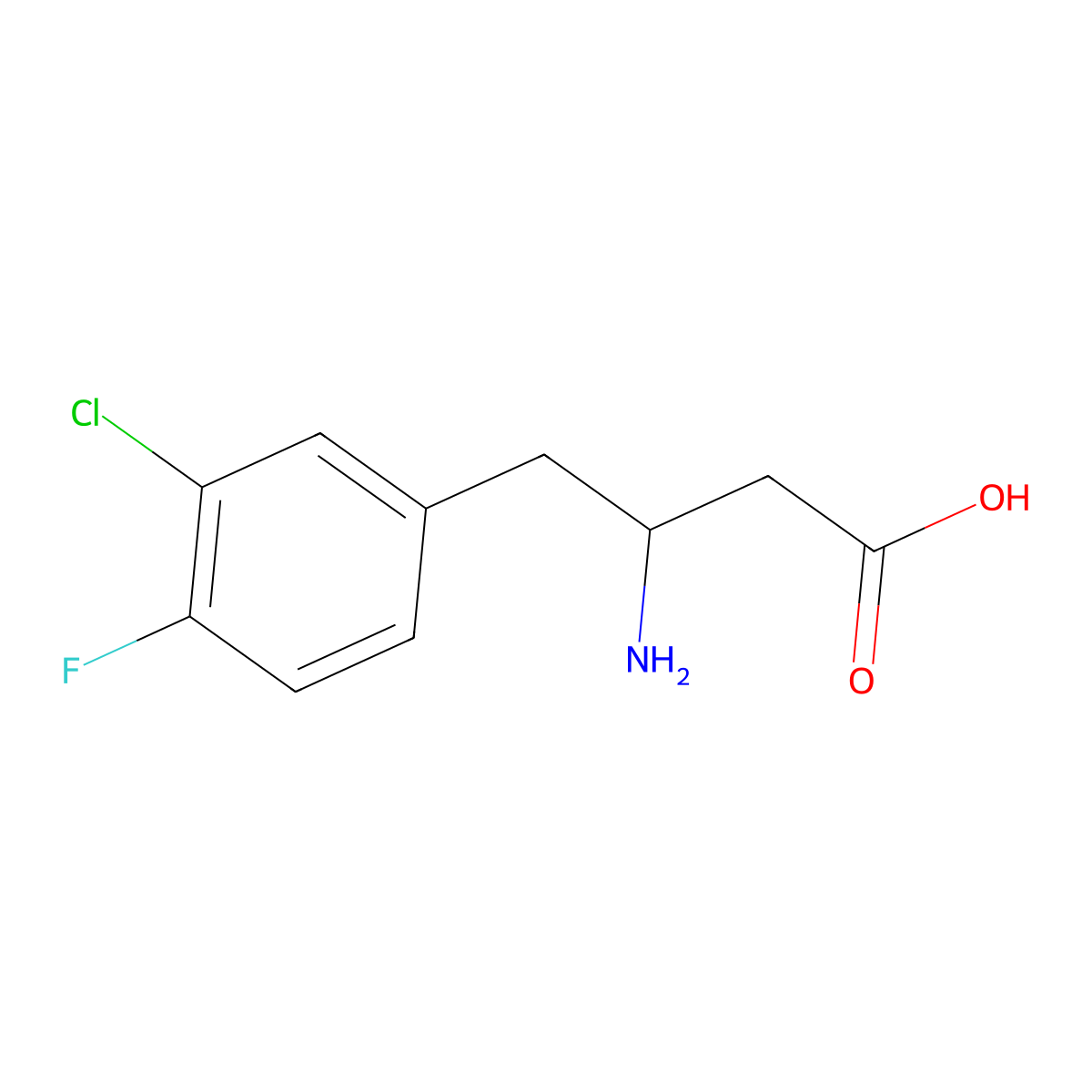 3-Amino-4-(3-chloro-4-fluorophenyl)butyric Acid molecular structure, CAS 1368458-95-0