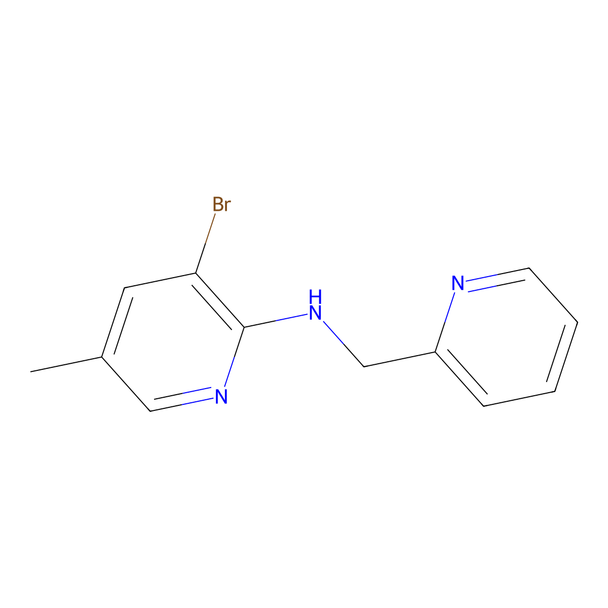 3-bromo-5-methyl-N-[(pyridin-2-yl)methyl]pyridin-2-amine molecular structure, CAS 1368459-28-2