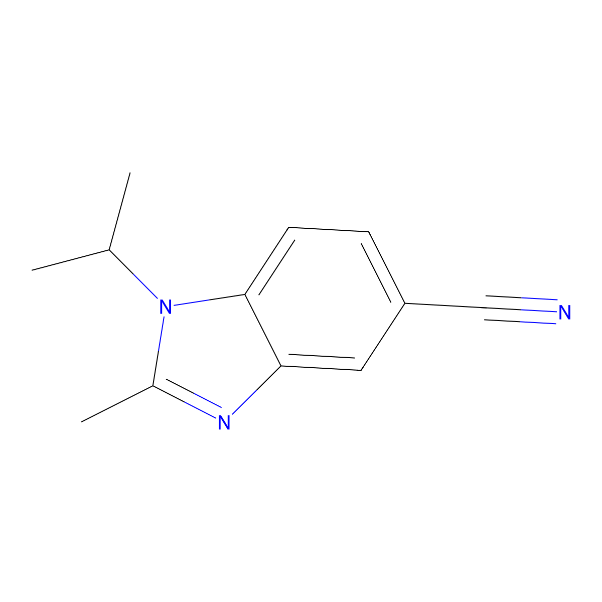 1-Isopropyl-2-methyl-1,3-benzodiazole-5-carbonitrile molecular structure, CAS 1368465-84-2