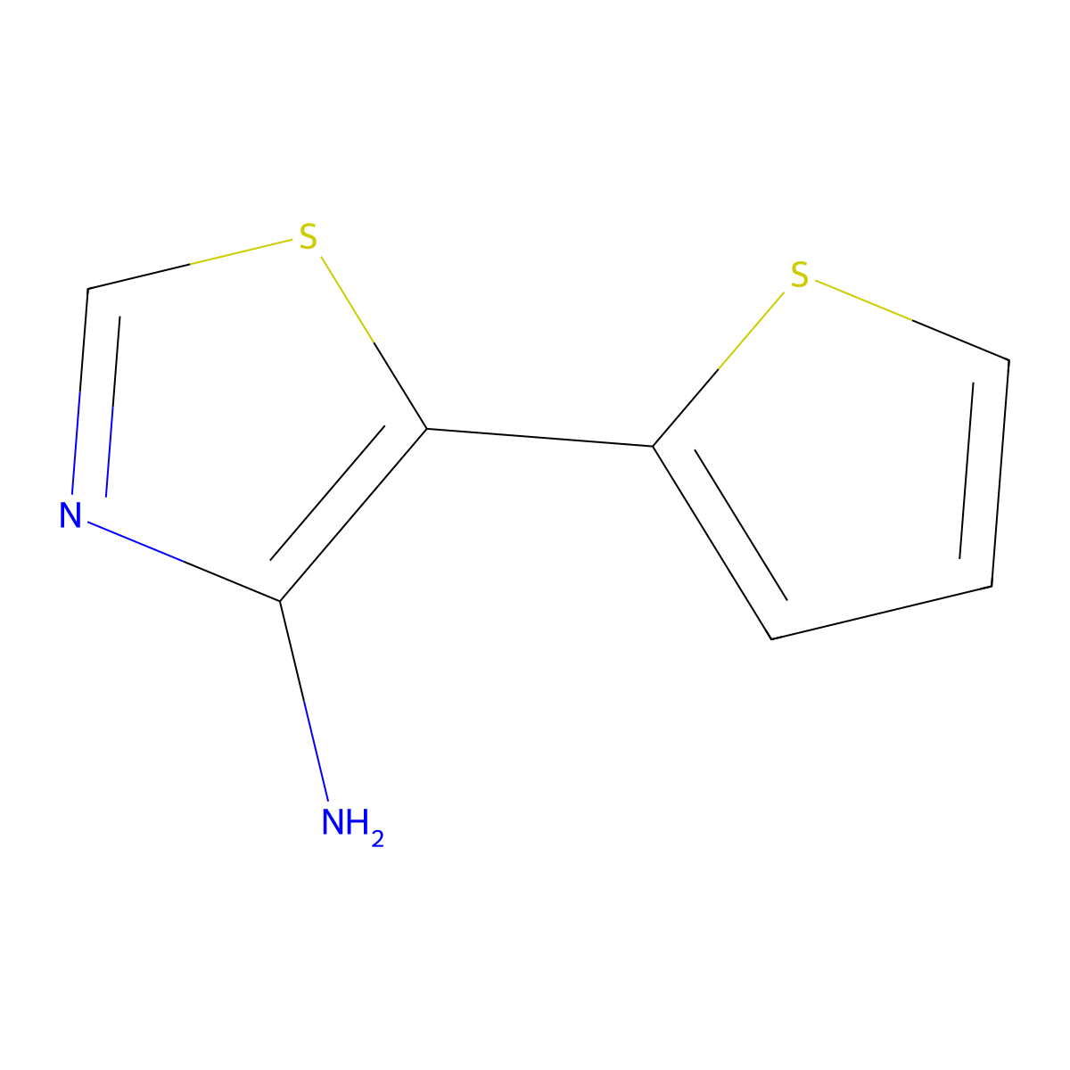 4-Amino-5-(2-thienyl)thiazole molecular structure, CAS 1368467-70-2