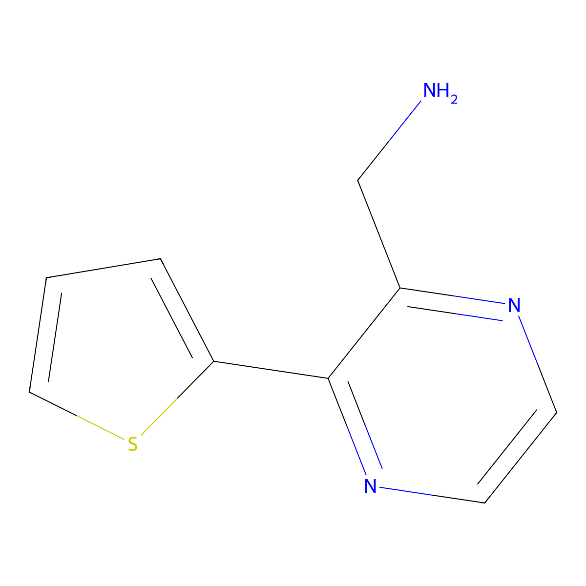 (3-(Thiophen-2-yl)pyrazin-2-yl)methanamine molecular structure, CAS 1368469-28-6