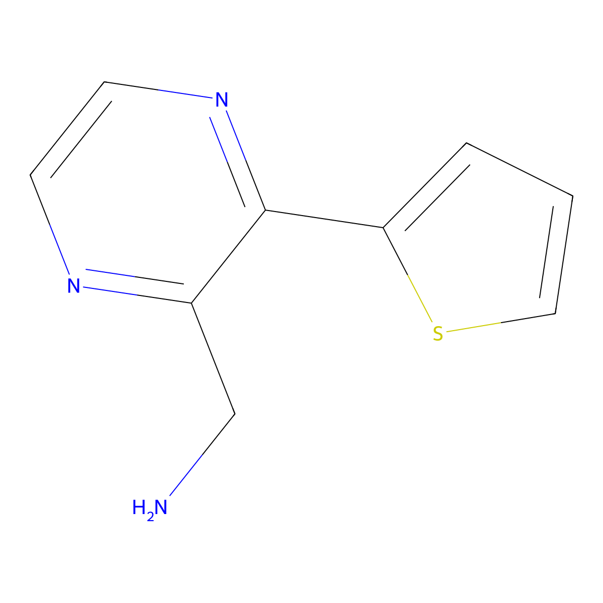 (3-(Thiophen-2-yl)pyrazin-2-yl)methanamine molecular structure, CAS 1368469-28-6