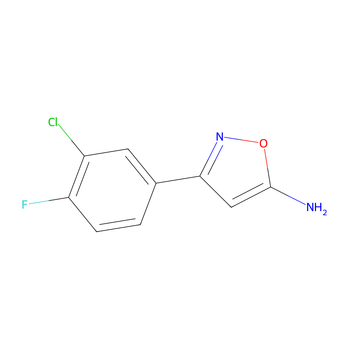 3-(3-Chloro-4-fluorophenyl)-1,2-oxazol-5-amine molecular structure, CAS 1368471-03-7