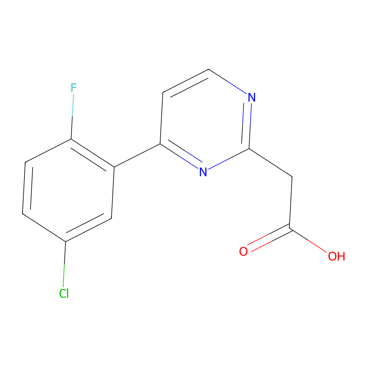 2-(4-(5-Chloro-2-fluorophenyl)pyrimidin-2-yl)acetic acid molecular structure, CAS 1368474-88-7
