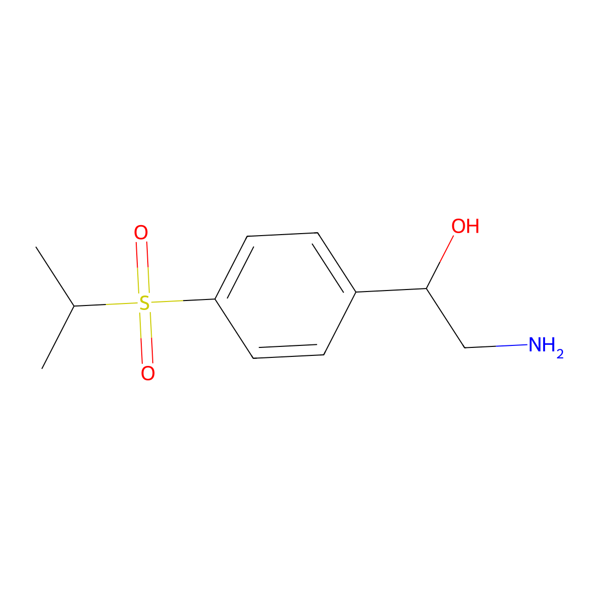 2-Amino-1-[4-(propane-2-sulfonyl)phenyl]ethan-1-ol molecular structure, CAS 1368478-38-9