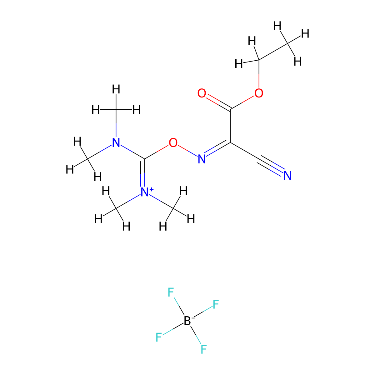 O-(Cyano(ethoxycarbonyl)methylenamino)-1,1,3,3-tetramethylur onium Tetrafluoroborat molecular structure, CAS 136849-72-4
