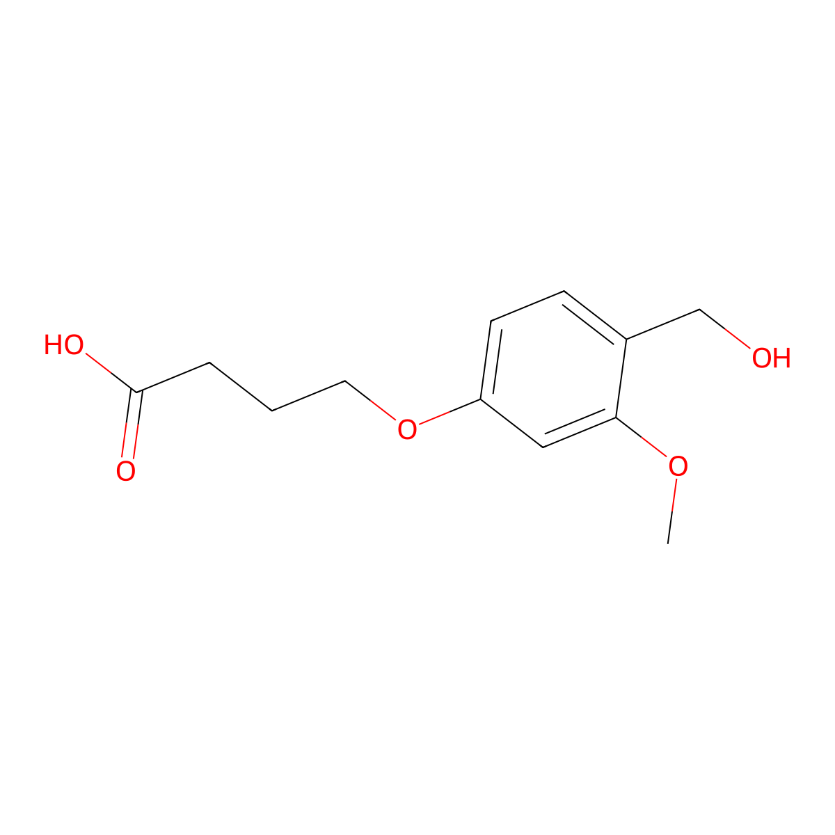 4-(4-Hydroxymethyl-3-methoxyphenoxy)-butyric acid molecular structure, CAS 136849-75-7