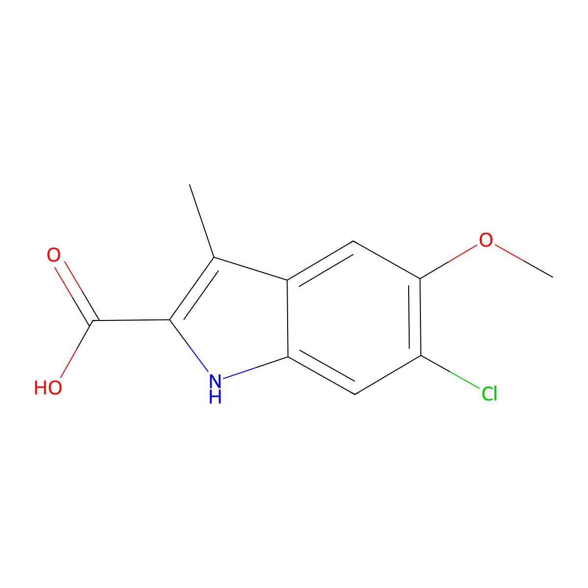 6-Chloro-5-methoxy-3-methyl-1H-indole-2-carboxylic acid molecular structure, CAS 1368490-62-3