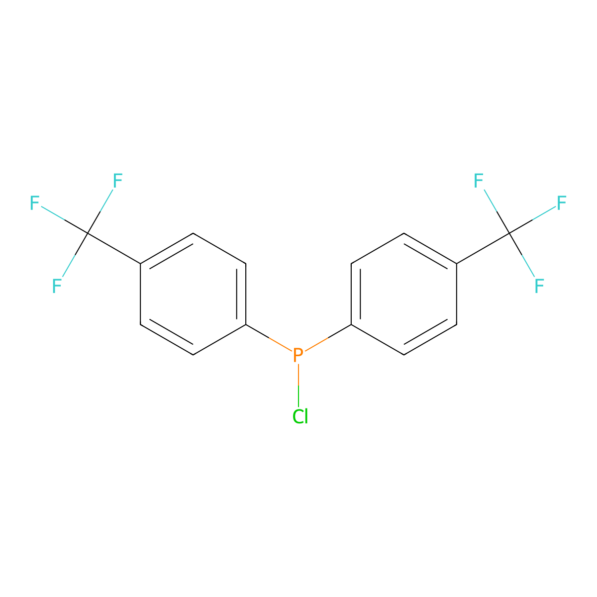 Bis(4-trifluoromethylphenyl)chlorophosphine molecular structure, CAS 13685-24-0