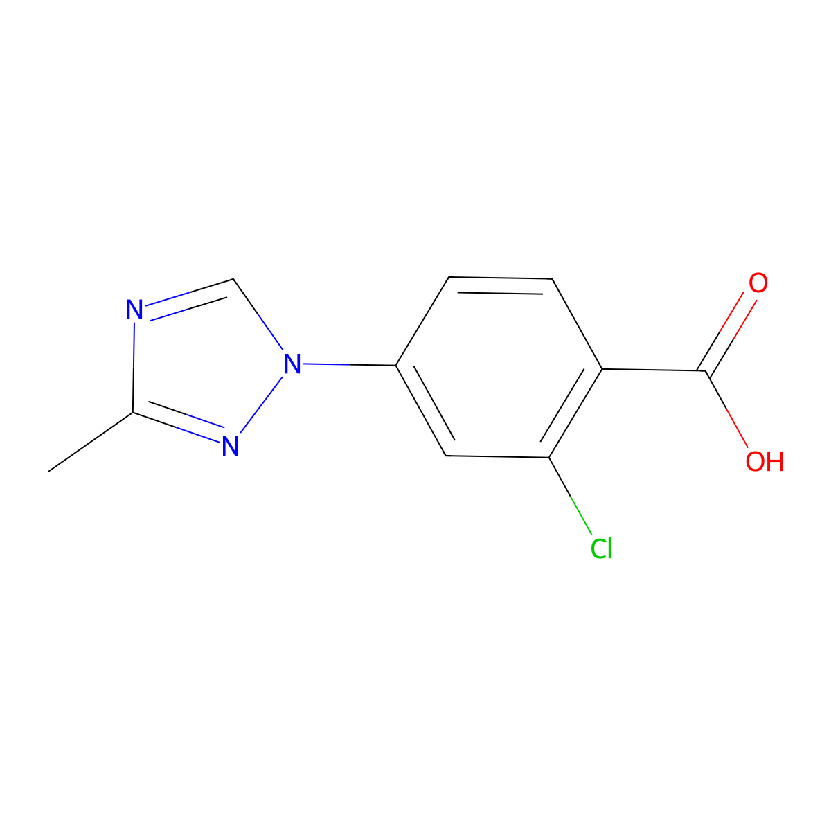 2-Chloro-4-(3-methyl-1H-1,2,4-triazol-1-yl)benzoic acid molecular structure, CAS 1368502-79-7
