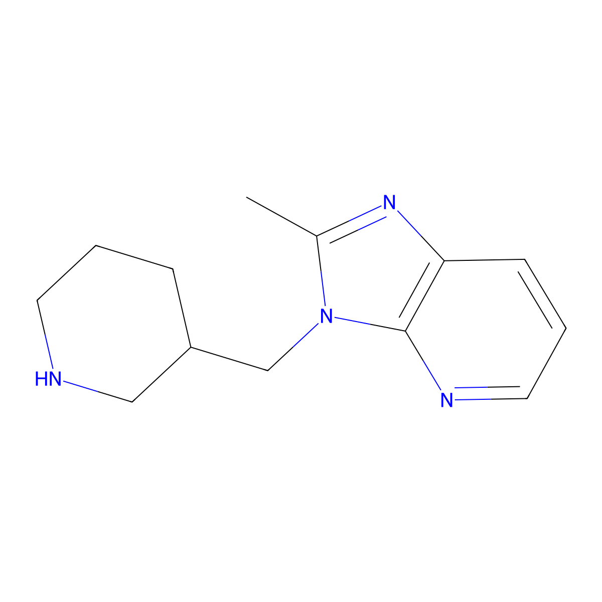 2-methyl-3-(piperidin-3-ylmethyl)-3H-imidazo[4,5-b]pyridine molecular structure, CAS 1368502-95-7