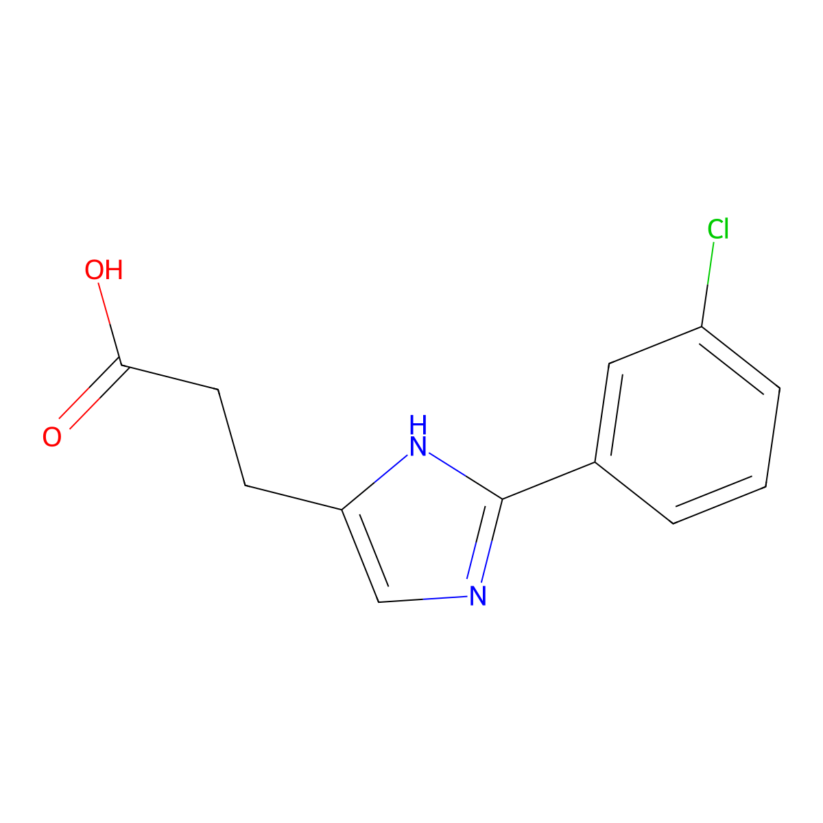 3-[2-(3-chlorophenyl)-1H-imidazol-5-yl]propanoic acid molecular structure, CAS 1368505-45-6