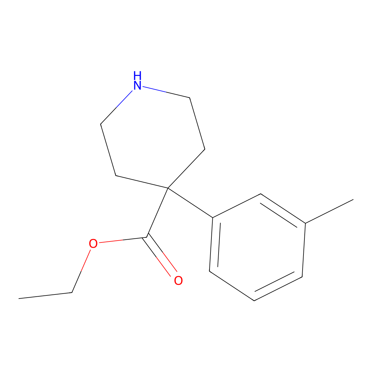 Ethyl 4-(3-methylphenyl)piperidine-4-carboxylate molecular structure, CAS 1368507-61-2