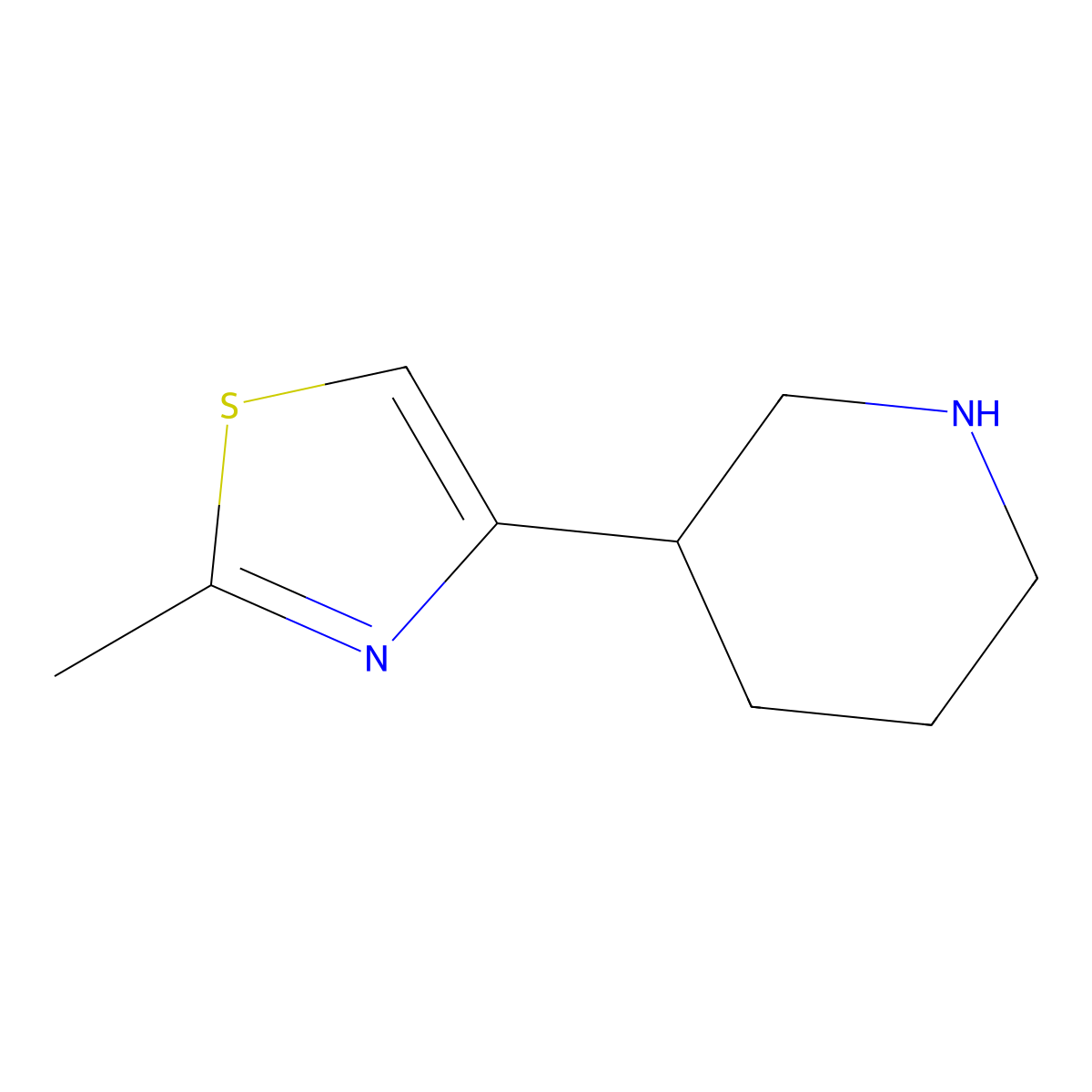3-(2-Methyl-1,3-thiazol-4-yl)piperidine molecular structure, CAS 1368514-13-9