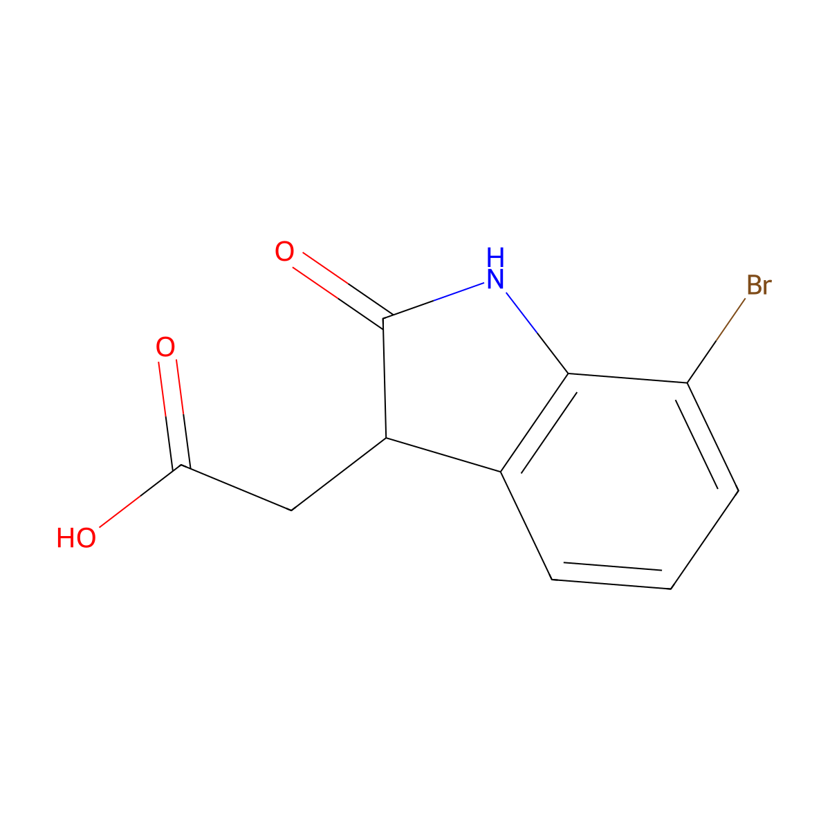 2-(7-bromo-2-oxo-2,3-dihydro-1H-indol-3-yl)acetic acid molecular structure, CAS 1368516-03-3