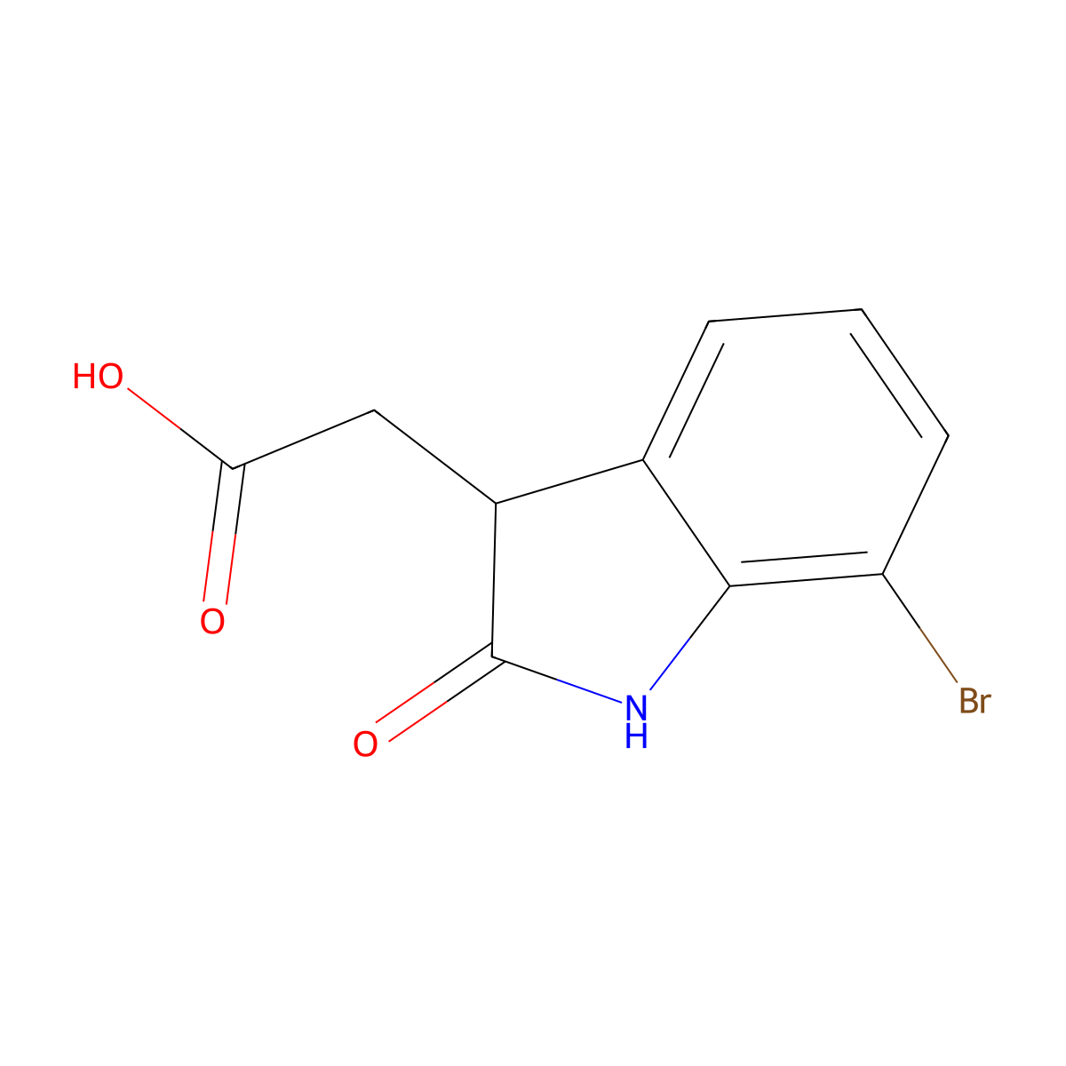 2-(7-bromo-2-oxo-2,3-dihydro-1H-indol-3-yl)acetic acid molecular structure, CAS 1368516-03-3