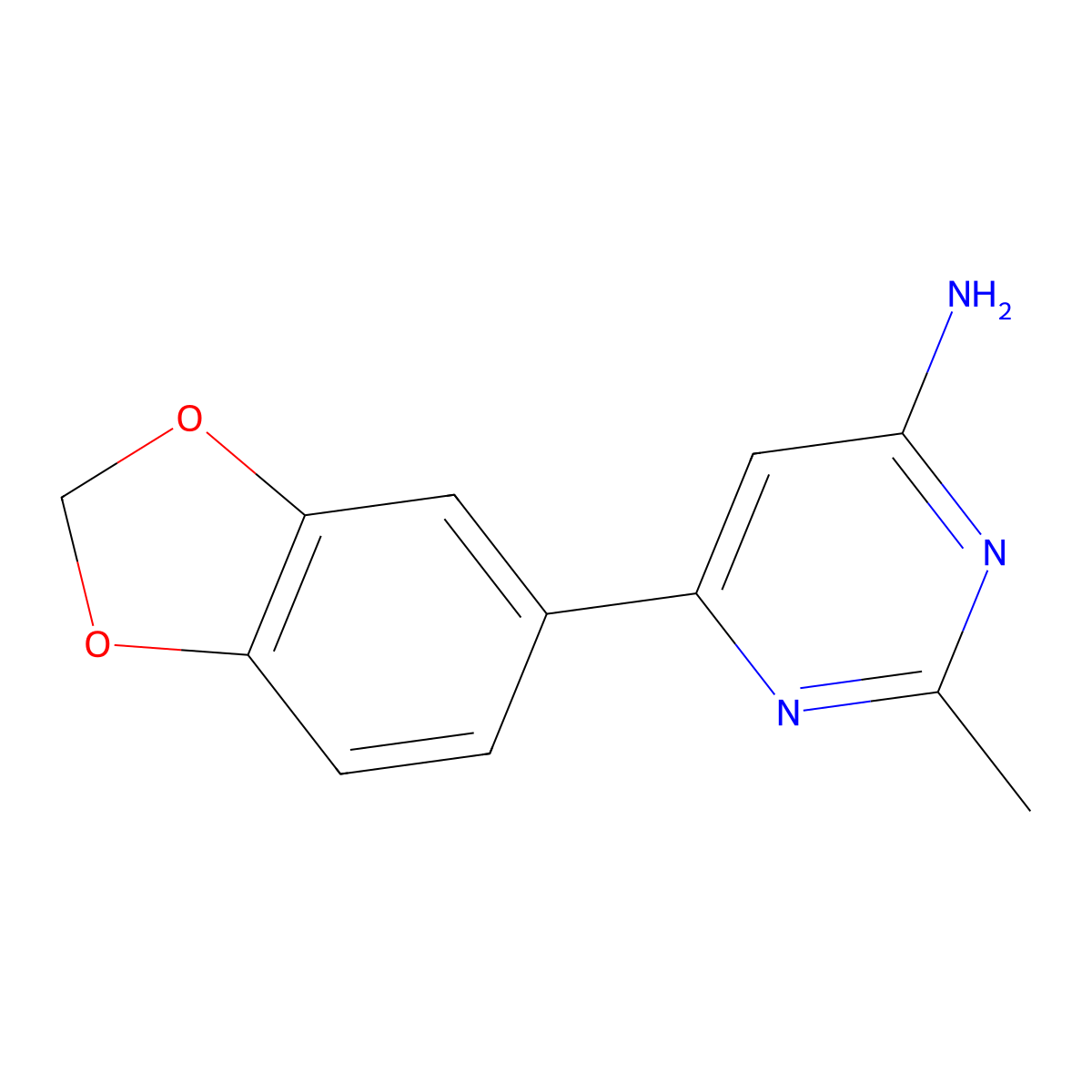 6-(2H-1,3-benzodioxol-5-yl)-2-methylpyrimidin-4-amine molecular structure, CAS 1368526-07-1