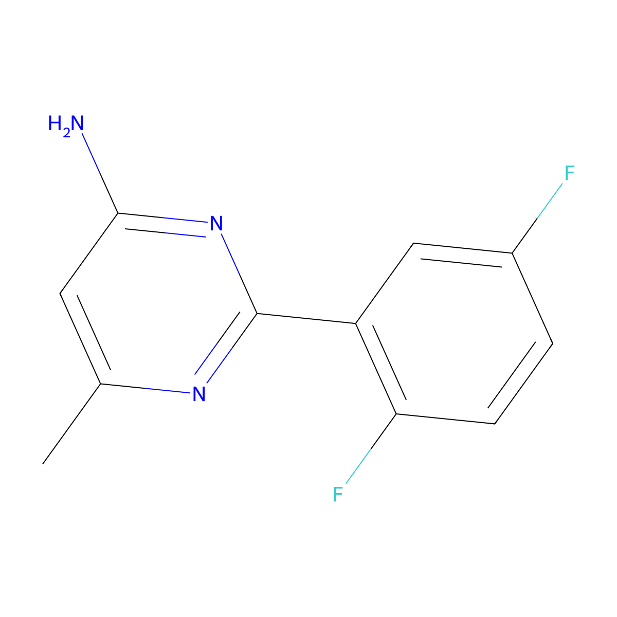2-(2,5-Difluorophenyl)-6-methylpyrimidin-4-amine molecular structure, CAS 1368526-45-7