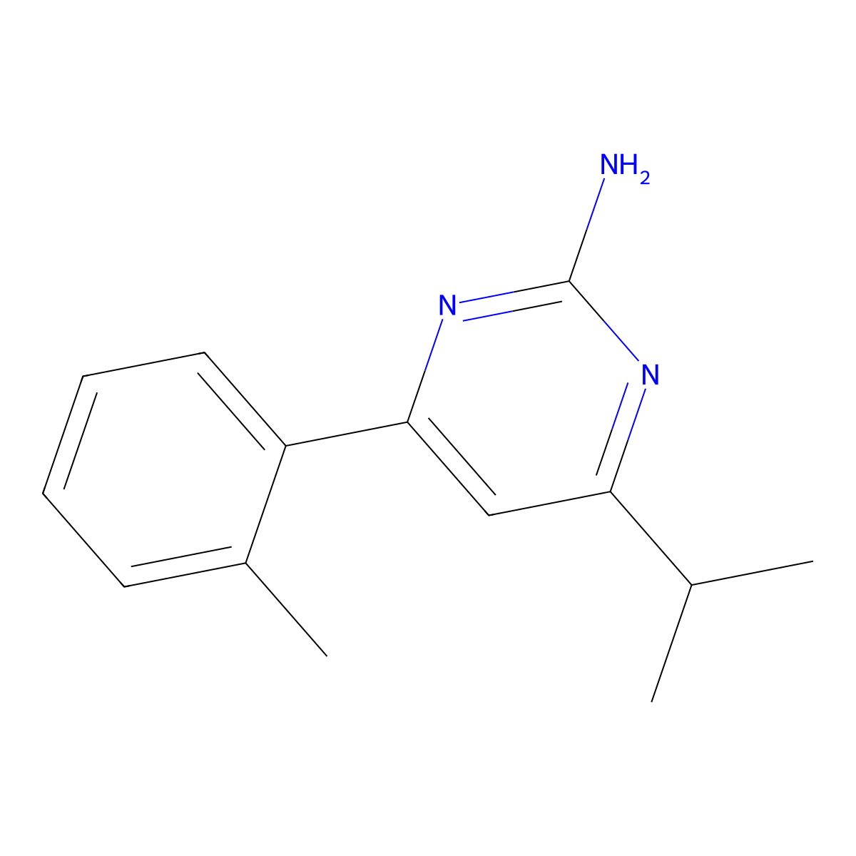 2-Amino-4-(2-tolyl)-6-(iso-propyl)pyrimidine molecular structure, CAS 1368528-16-8