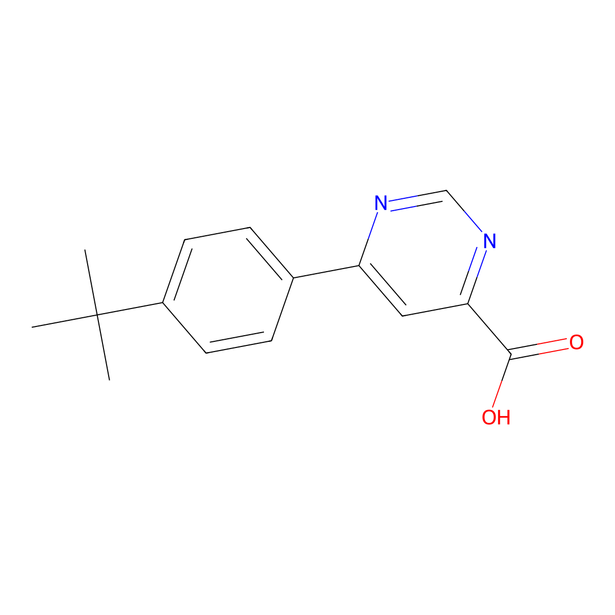 6-(4-Tert-butylphenyl)pyrimidine-4-carboxylic acid molecular structure, CAS 1368544-41-5