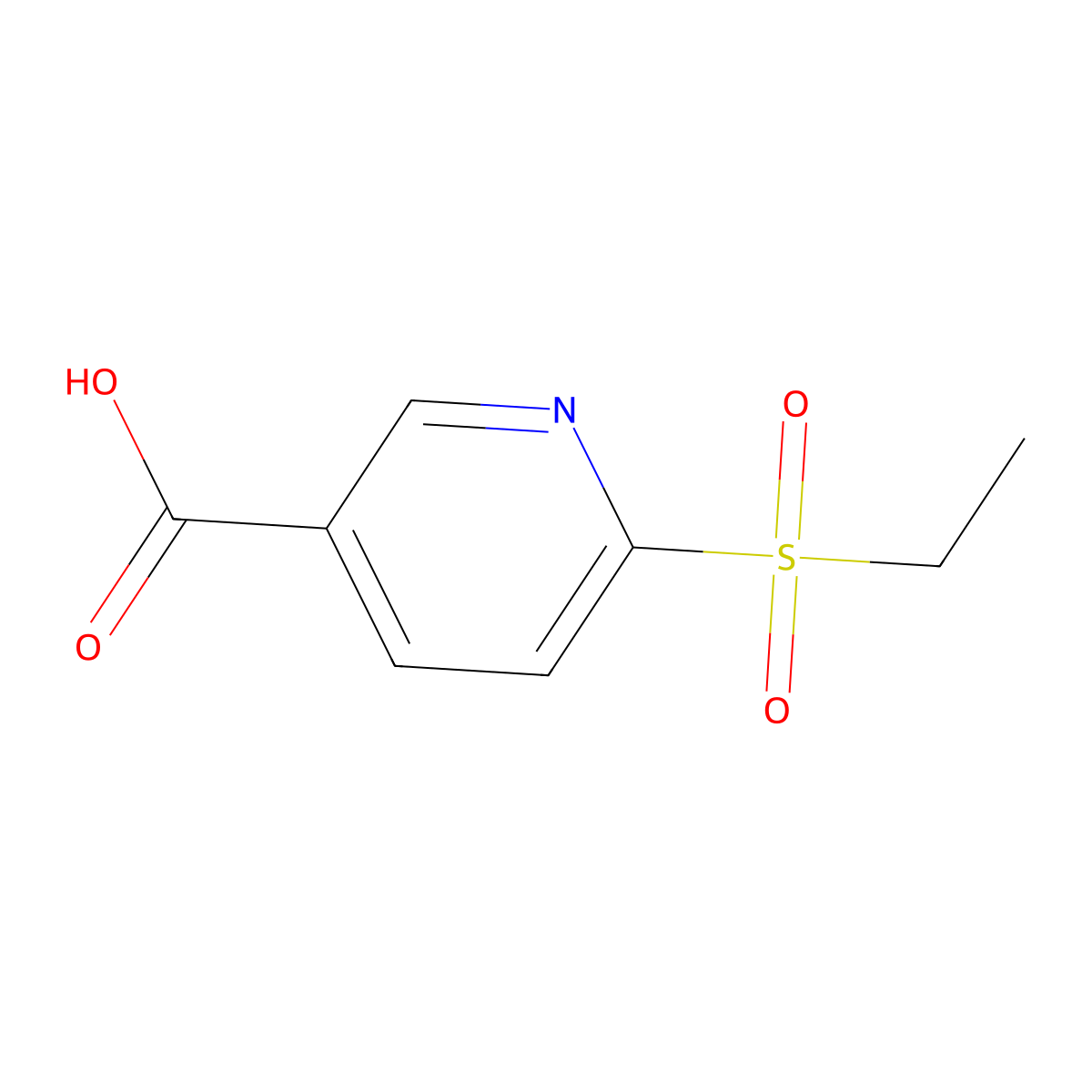 6-(Ethanesulfonyl)pyridine-3-carboxylic acid molecular structure, CAS 1368546-36-4